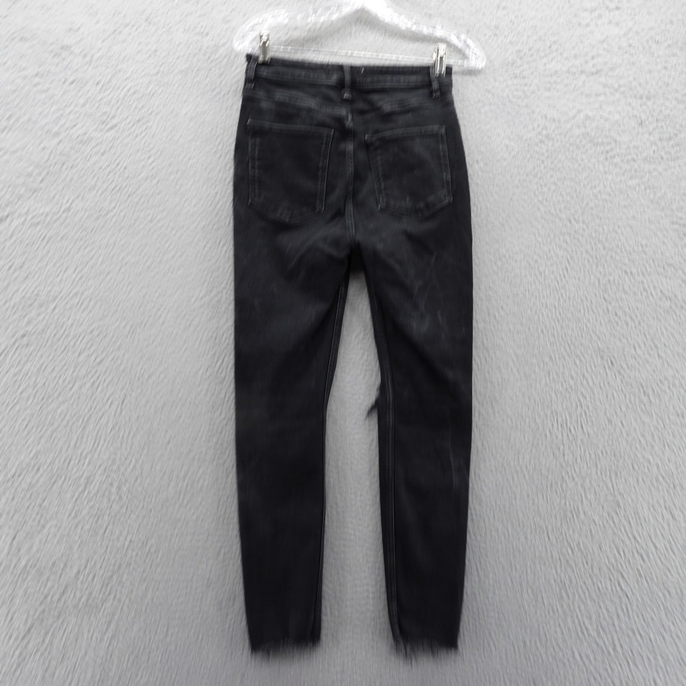 We The Free People Skinny Jeans‎ 27 Black Womens Button Fly Distressed Raw Hem - Picture 2 of 15